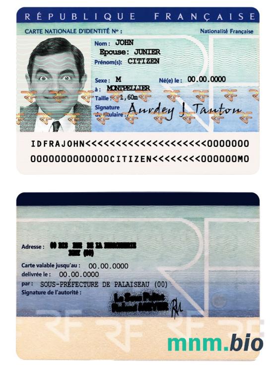 Szablon dowodu osobistego Francji w PSD, w pełni edytowalny
